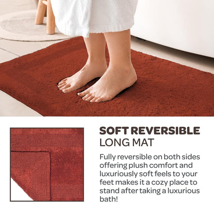 Bedford Home 100% Cotton Reversible Long Bath Rug - Brick - 24x60