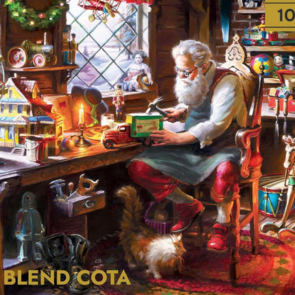 Buffalo Games – Santa in His Workshop – 1000 Piece Jigsaw Puzzle - Premium Gold Collection Giftable Puzzle for Adults – Precision-Cut Pieces, Beautiful Artwork