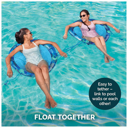 SwimWays Elite Spring Float Papasan Pool Lounger, Inflatable Pool Floats with Fast Inflation, Pool Lounge Chair for Adults up to 250 lbs