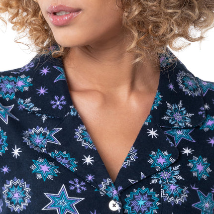 Fruit of the Loom Women's Flannel Sleep Shirt Pyjamas, Starflake, 4X