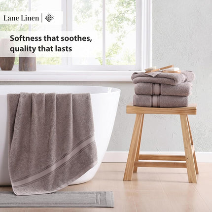 LANE LINEN Large Bath Towels Set (30" x 60") - Zero Twist 100% Cotton Bathroom Towels, Super Aborbent Luxury Bath Towels, Soft, Quick Dry Shower Towels, 4 Piece Extra Large Bath Towel Set - Platinum