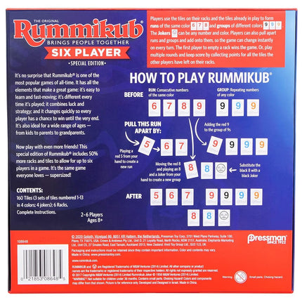 Pressman Rummikub Six Player Edition - The Classic Rummy Tile Game - More Tiles and More Players for More Fun! by , Blue
