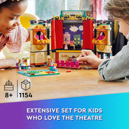 LEGO Friends Andrea's Theater School Building Toy, Creative Pretend Play Theater Toy, Gift for Girls & Boys Ages 8 and Up, Theater Set with Curtains, Lighting, Props and 4 Friends Toy Figures, 41714