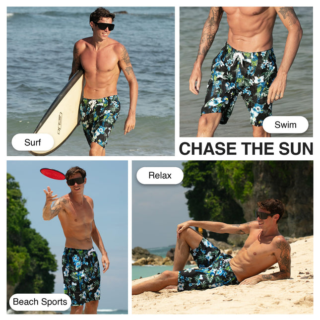 Kanu Surf Maillot de bain Apollo pour homme (tailles standards et grandes tailles), noir Fidji, grand