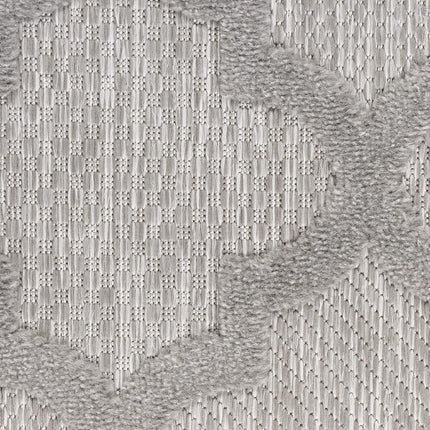 Alfombra de área Nourison Easy Care para interior/exterior gris plateado de 5' x 7', marroquí, enrejado, dormitorio, sala de estar, patio trasero, terraza, patio, fácil de limpiar, no suelta pelo