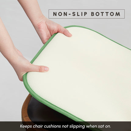 Elegant Comfort 2 Pack Chair Cushion Covers - Skid-Proof Rubber Backing - 16 x 16 Inch - Thick Dining Square Shape Seat Covers - Comfortable Textured Chair Pads with Ties - Honeycomb Pattern, Green