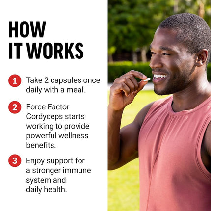 Force Factor Cordyceps Capsules with 1000mg of Cordyceps Sinensis Mushroom Extract, Traditionally Used to Improve Vitality, with BioPerine for Quick Absorption, Key Natural Ingredients, 60 Capsules