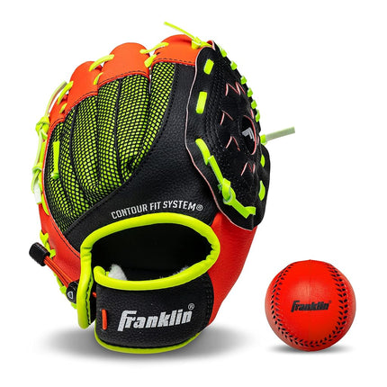 Guante de béisbol Franklin Sports para niños - Guante de béisbol infantil NeoGrip para niños y niñas - Manopla de béisbol para niños pequeños - Para lanzadores diestros - Rojo - 9.0"