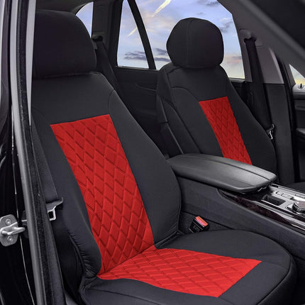 FH Group Front Set Neosupreme Car Seat Cover for Low Back Seats with Removable Headrest, Universal Fit, Airbag Compatible, Seat Cover for SUV Red/Black