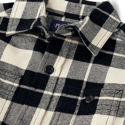 The Children's Place Boys' Long Sleeve Plaid Flannel Button Up Shirt, Hay Stack, Large