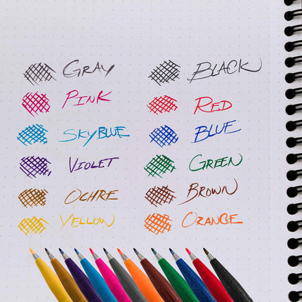 Pentel Arts Sign Pen Touch, Fude Brush Tip, Red Ink, Box of 12 (SES15C-B)