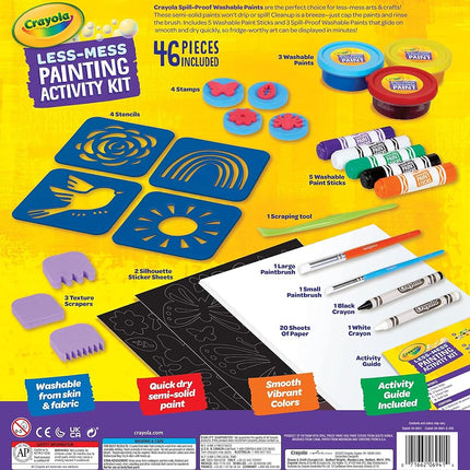 CRAYOLA Less Mess Painting Activity Kit, Washable Kids Paints & Painting Supplies, Art Set for Kids, 47 Pieces, Gift