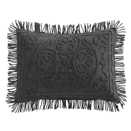 Beatrice Home Fashions Medallion Chenille Bedspread, King Sham, Charcoal