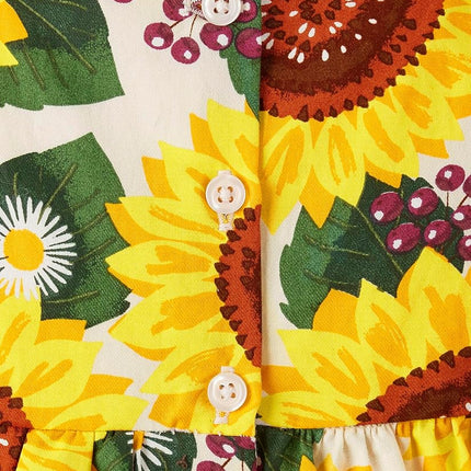 Gymboree Girls' and Toddler Short Sleeve Casual Printed Dresses, Sunflowers, 7