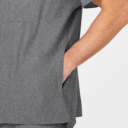 WonderWink Men's V-Neck Scrub Top, Charcoal Heather, 5X-Large