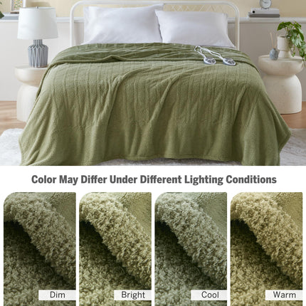 Serta Heated Blanket, Eletric King Size Blanket, Soft, Warm, Fuzzy Heating Blanket King for Office, Couch, 1-12 hr Auto Shut Off Timer, 10 Lv Heat Setting, ETL Certified, King 100" x 90" Sage