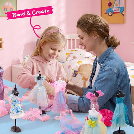 Klever Kits 400+PCS Fashion Design Crafts for Kids, Art and Crafts, DIY Sewing Kits with 3 Mannequins for Girls Aged 8-12, Birthday Presents, Toys for Kids
