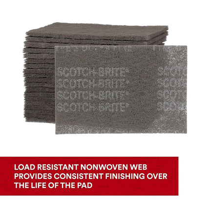 Scotch-Brite Ultra Fine Grade 7448 Hand Pad, Pack of 3, 6 in x 9 in Hand Pads, Nonwoven Silicon Carbide, Surface Preparation, Scuffing, and Cleaning, Gray