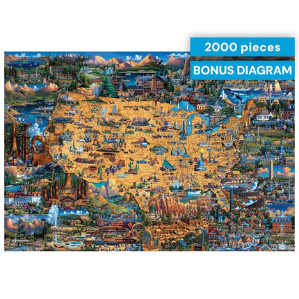 Buffalo Games - Dowdle - Mapa de Parques Nacionales - Rompecabezas de 2000 Piezas para Adultos - Rompecabezas Desafiante Perfecto para Noches de Juego - El tamaño final es 38.50 x 26.50