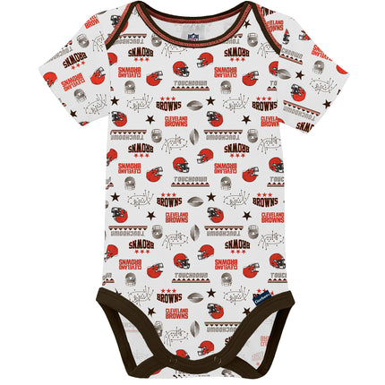 NFL Cleveland Browns Boys 20183 Pack Short Sleeve Variety Bodysuit, Brown, 18 Months
