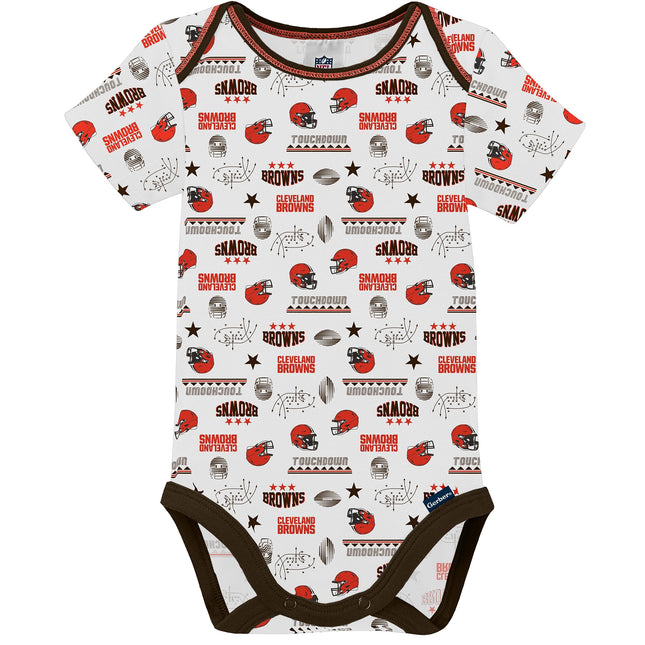 NFL Cleveland Browns Lot de 3 bodys à manches courtes pour bébé garçon, marron, 18 mois