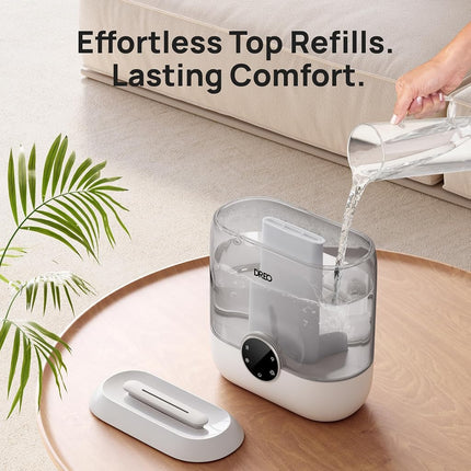 DREO Humidificador de 6L para dormitorio, ultrasónico silencioso de niebla fría de gran tamaño con difusor, 60 horas de funcionamiento para hogar, guardería, plantas, gris