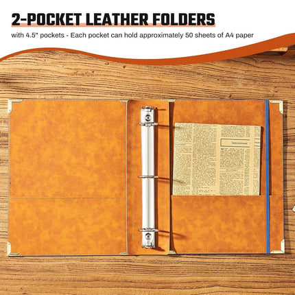 Ovesmusl Leather 3 Ring Binder Fits 8.5"x11" Letter Size Paper, 1 Inch Round Ring Binder Holds 200 Sheets, Notebook Cover Loose Leaf Organizer, Blue Tree