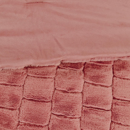 Elegant Comfort Luxurious Fluffy 3-Piece Faux Fur Comforter Set - All Season Warm Down Alternative - Ultra Soft, Plush Micro-Mink 3PC Bedding Set with Matching Shams, Cali King, Dusty Rose