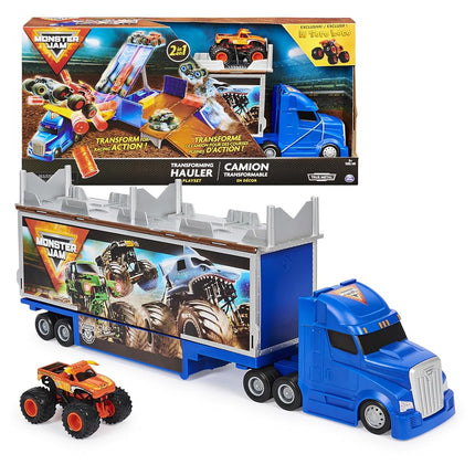 Monster Jam, Official 2-in-1 Transforming Hauler Playset with Exclusive 1:64 Scale El Toro Loco Die-Cast Monster Truck