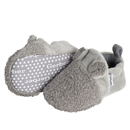 Gerber Unisex-Baby Botines Antideslizantes de Forro Polar con Orejas, Orejas Grises, 6-9 Meses Bebé