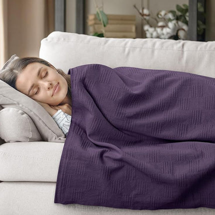 Utopia Bedding Premium Cotton Blanket Full/Queen Plum - Soft Breathable Thermal Blanket - Ideal for Layering Any Bed