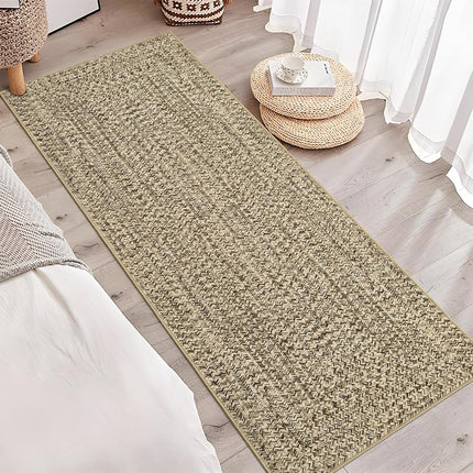 LUXLOOM Alfombra Larga Lavable Estampada 2x8 para Pasillos, Patrón Trenzado Antideslizante, Alfombrilla de Baño, Alfombra Moderna Suave para Dormitorio, Alfombras de Cocina de Granja, Alfombras de Entrada, Alfombra Resistente a Manchas 2'x8' Natural