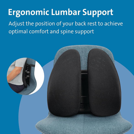 Kensington SmartFit Conform Back Rest - Ergonomic & Height Adjustable Lumbar Support Rest (K60412WW), Black