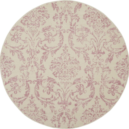 Nourison JUB09 Jubilant Vintage Damask Ivory/Pink Area Rug 5'XROUND