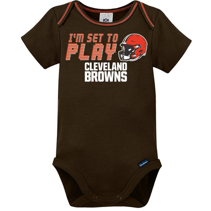 NFL Cleveland Browns Boys 20183 Pack Short Sleeve Variety Bodysuit, Brown, 18 Months
