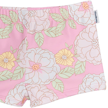 Conjunto de traje de baño de dos piezas de Gerber para niña, manga larga, protección contra sarpullidos, diseño de peonías, 12 meses