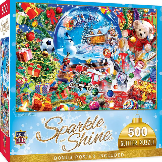MasterPieces Puzzle Company Holiday Glitter - Snow Globe Dreams 500 Piece Jigsaw Puzzle, Assorted