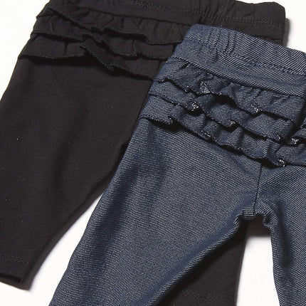 The Children's Place Baby Girls' and Newborn Knit Pull on Pants, Black/Azul Tutu 2-Pack, 18-24 Months