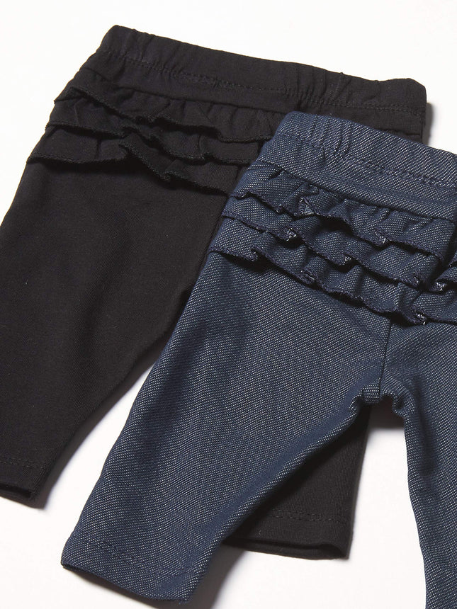 The Children's Place Baby Girls 2 Pack Legging Pants,Black/True Indigo- Baby 2 Pack,UPTO7LBS., Black/Azul Tutu 2-Pack, Preemie