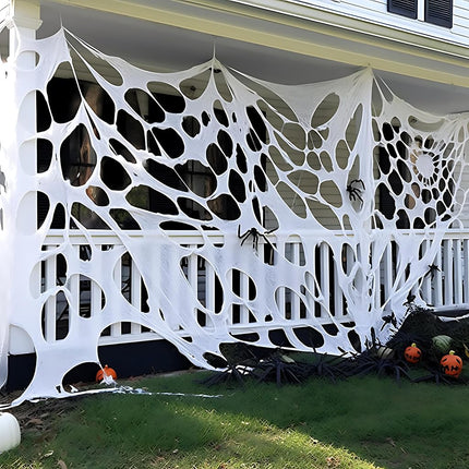 JOYIN 1000sqft(6x2M) Halloween Spider Web Outdoor Decoration, Giant Spider Cobwebs Halloween Decor Outside, DIY Stretchy Flexible Spiderweb Decor for Haunted House Party Decorations Supplies