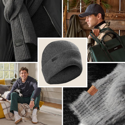 Cole Haan Heritage Rib Cuff Wool Beanie Hat, One Size, Guaranteed Grey, One Size