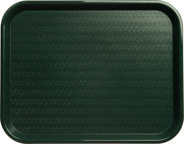 Carlisle FoodService Products Cafe Fast Food Cafeteria Tray with Patterned Surface for Cafeterias, Fast Food, and Dining Room, Plastic, 14" x 18", Forest Green, (Pack of 12)