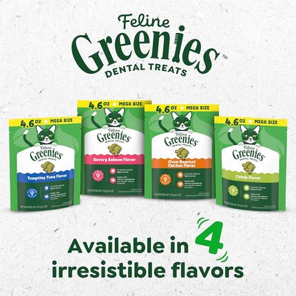 Feline GREENIES Natural Dental Care Cat Treats Oven Roasted Chicken Flavor, 21 oz. Tub