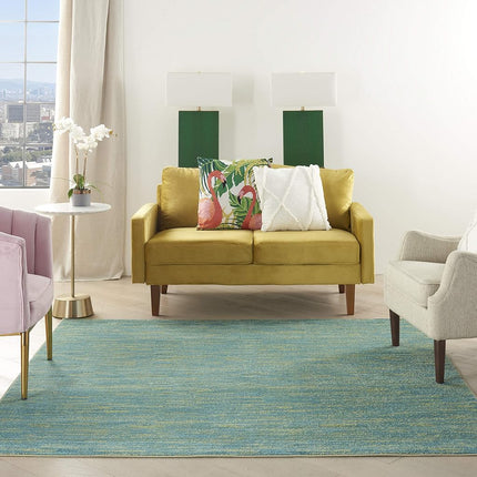 Nourison Essentials 7' x Square Blue Green Fabric Outdoor Area Rug (7' Square)