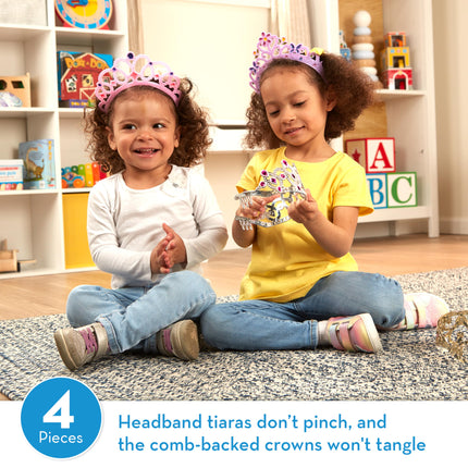 Melissa & Doug: Juego de tiaras de disfraz para niños (4 piezas) – Coronas de princesa de juguete para juegos de rol – Juguetes de joyería preescolar para niñas de 3 años en adelante