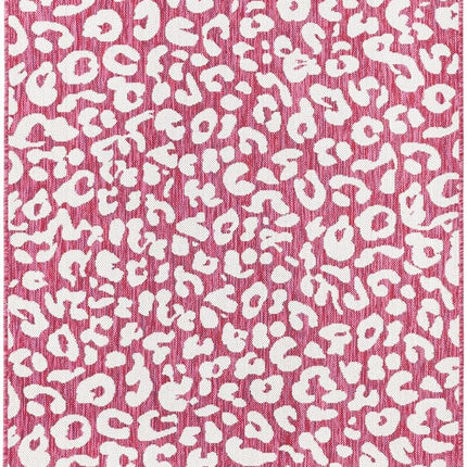 Alfombra de área Unique Loom Outdoor Safari Collection - Leopardo (1,24 m x 1,85 m Rectangular, Magenta/Marfil)