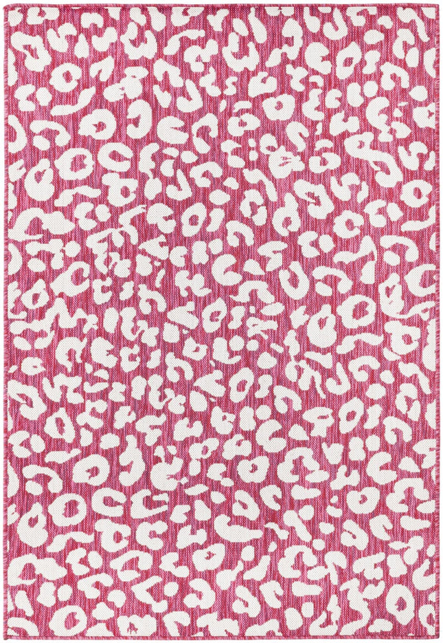 Tapis d'extérieur Unique Loom Collection Safari - Léopard (1,24 m x 1,85 m Rectangle, Magenta/Ivoire)