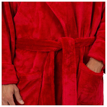 IZOD mens Comfort-soft Fleece Robe - Twill Stripe, Red, 2X/3X