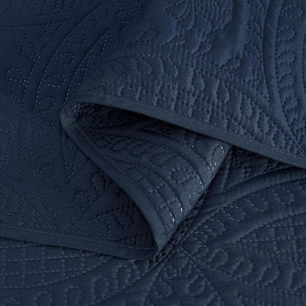 Chezmoi Collection Austin 3-Piece Oversized Bedspread Coverlet Set (Queen, Navy)