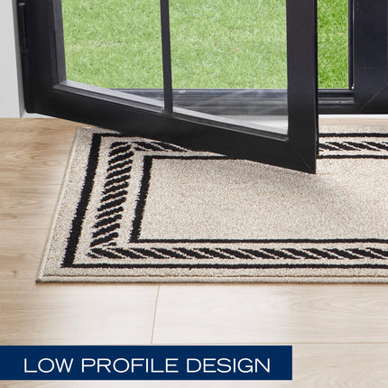Nautica – Runner Rug | Indoor Runners for Hallways and Entry Rugs| Non-Slip and Non-Skid Entry and Kitchen Door Mat| Machine Washable Entryway Carpet Rugs | 2'2" x 3'9" | Rope Border Natural Twist